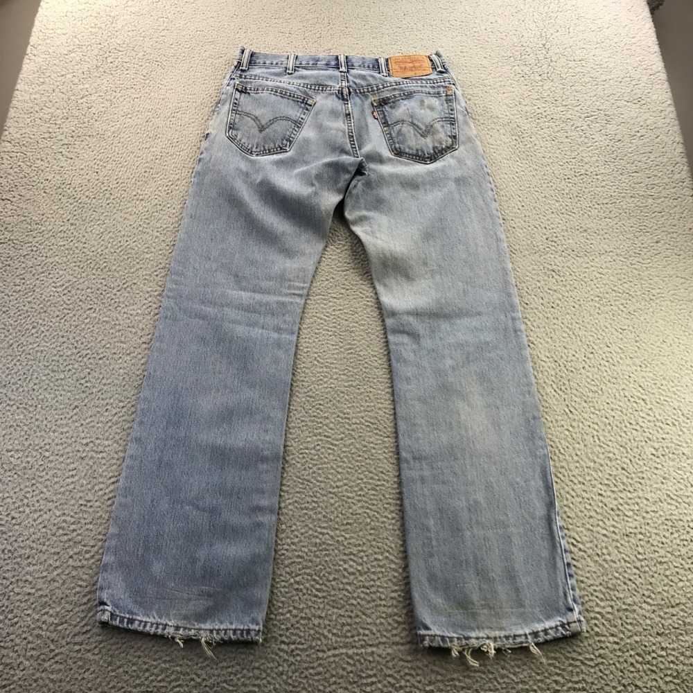 Levis Jeans Mens 31x32 Blue 527 Bootcut Distressed Faded 2000s Y2K Grunge Thrash